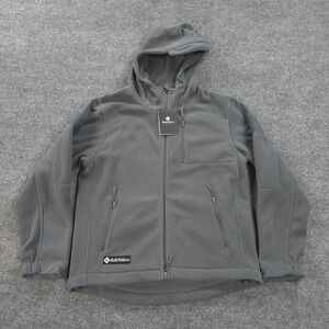 BAERSkin Hoodie Mens Large Gray Tactical Fleece Full Zip Jacket Pockets NEW